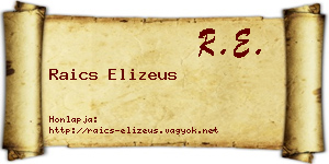 Raics Elizeus névjegykártya